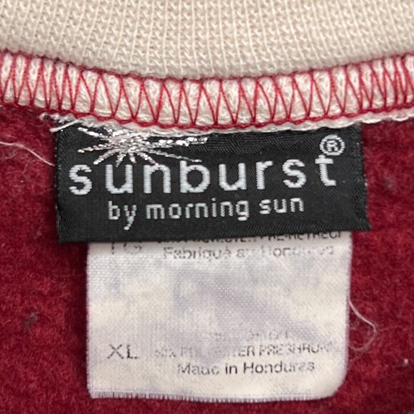 Vintage 90s Sunburst Floral Rhinestone Crewneck Sweatshirt Burgundy Cottagecore - Picture 4 of 9